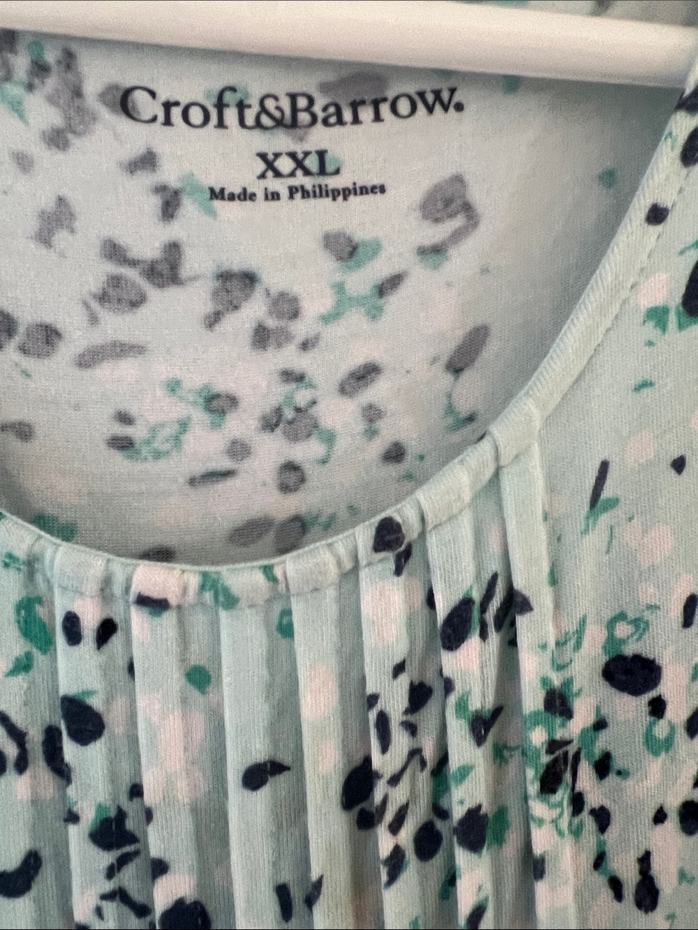 croft & barrow Mint Green Pleated Floral-Print Tank - Picture 2 of 3